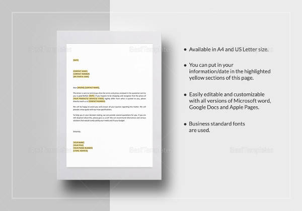 Free 30 Sample Quotation Letter Templates In Pdf Ms Word Google Docs Pages