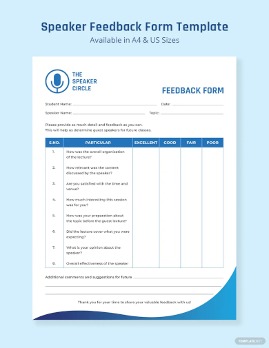 speaker feedback form template