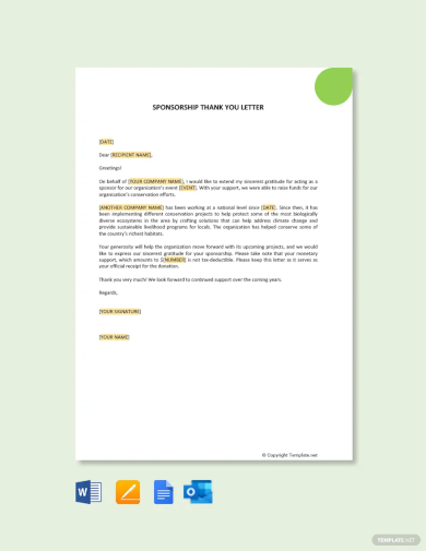 sponsorship thank you letter template