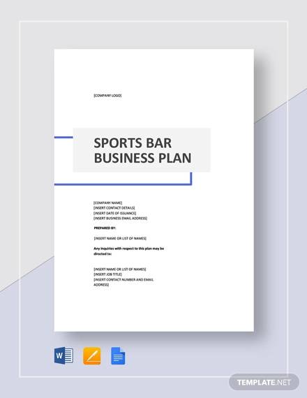 Sports Bar Business Plan Template 