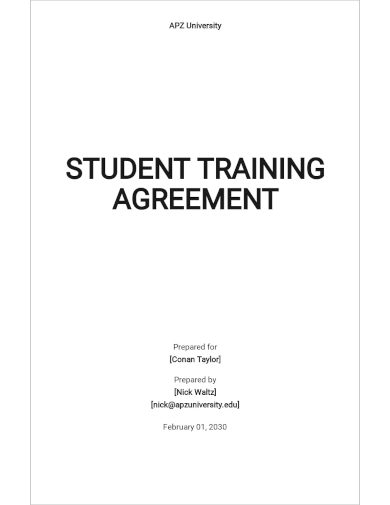 student training agreement template