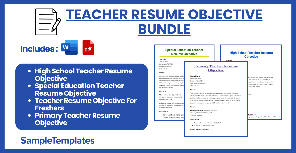 teacher resume objective bundle