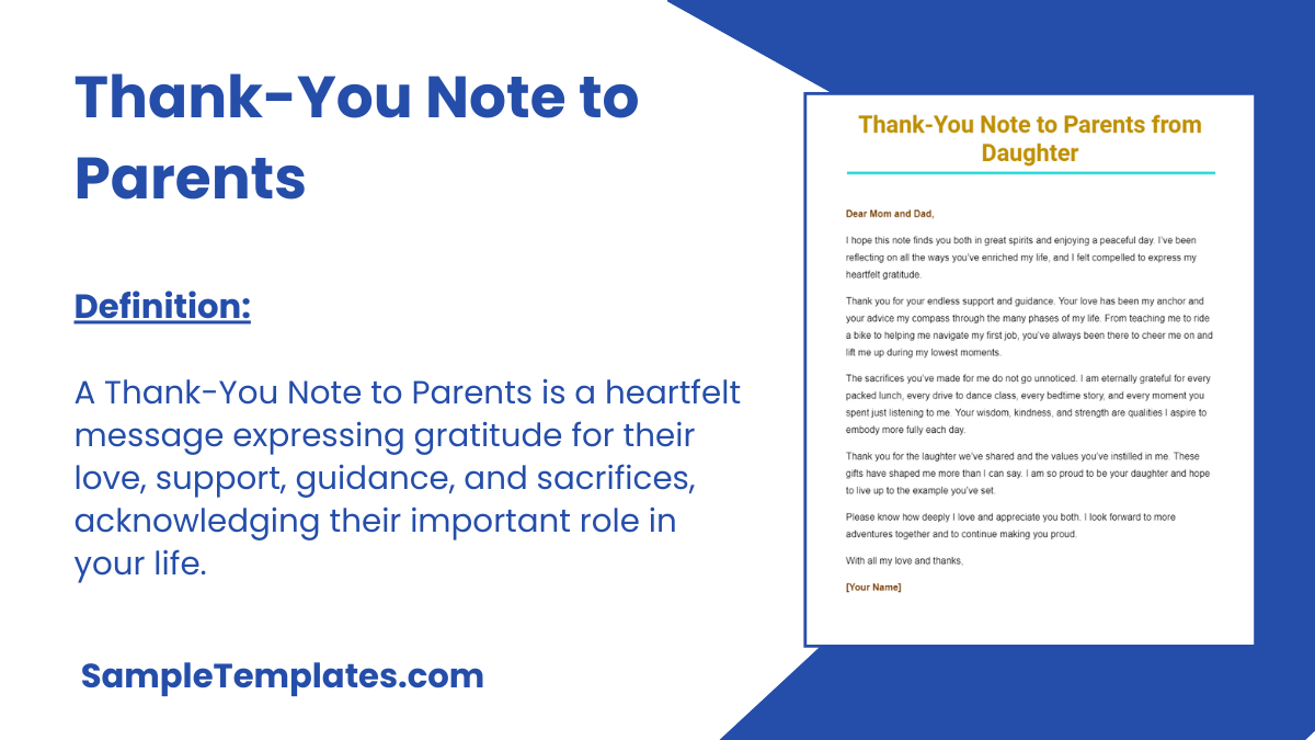 Thank You Note to Parents