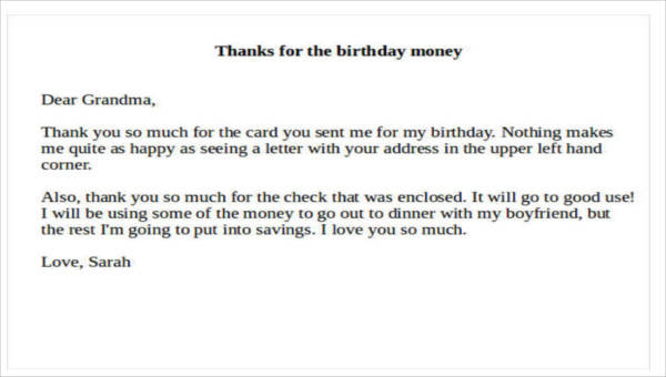 thank you notes for money
