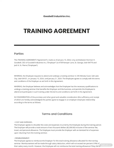 training agreement template1