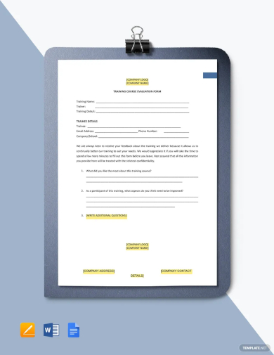 training course evaluation form template