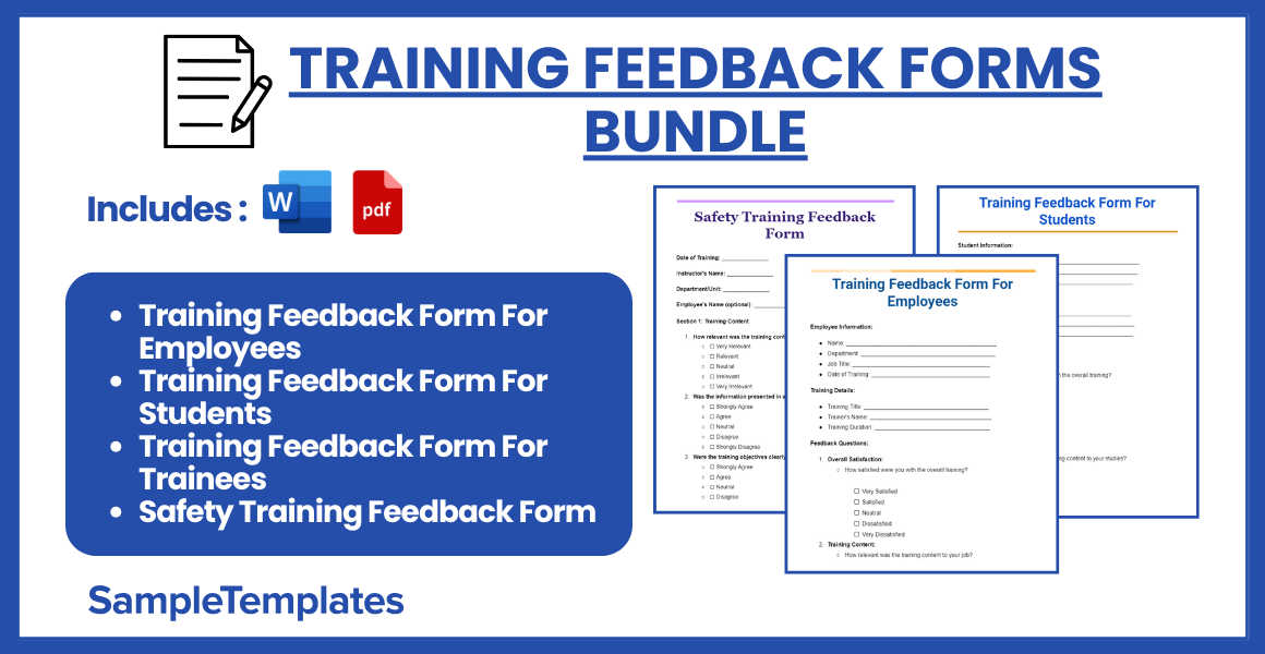 training feedback form bundle