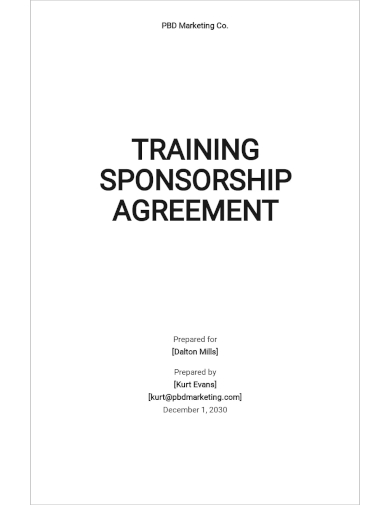 training sponsorship agreement template