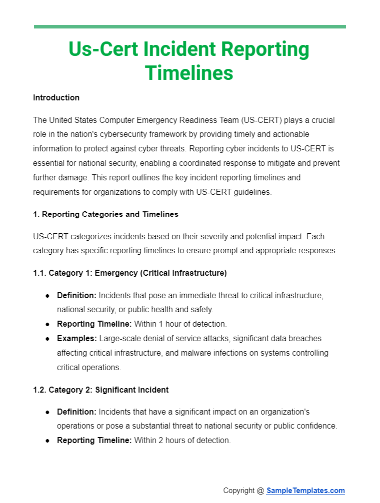 us cert incident reporting timelines
