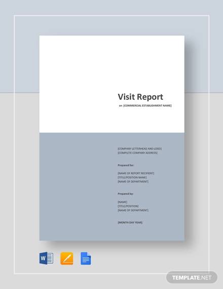 site visit report cover page