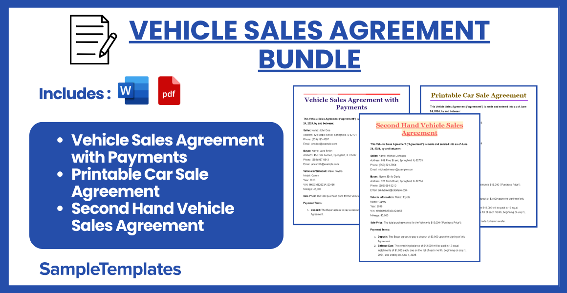 vehicle sales agreement bundle