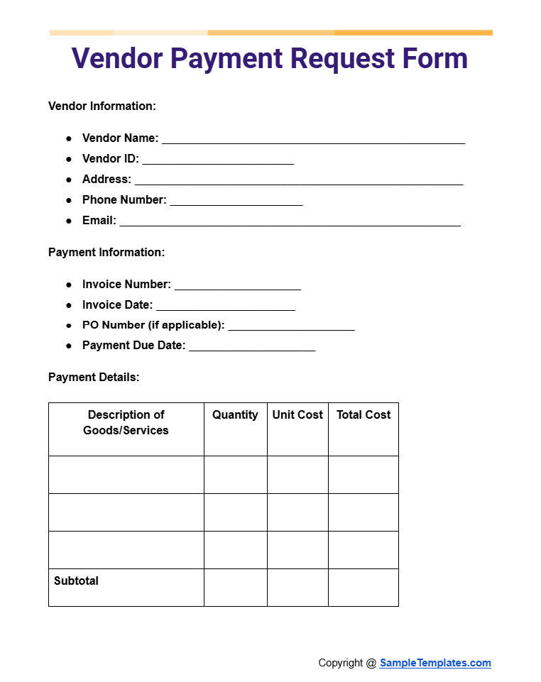 vendor payment request form