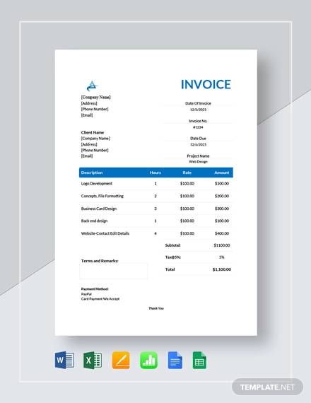 Web Design Invoice Sample