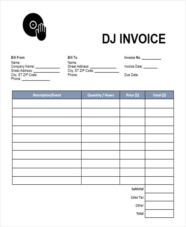 simple invoice templates for musicians