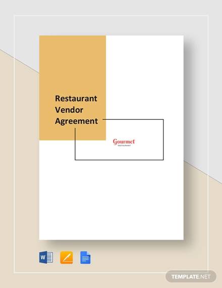 restaurant vendor agreement