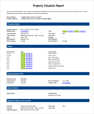 property valuation report in pdf