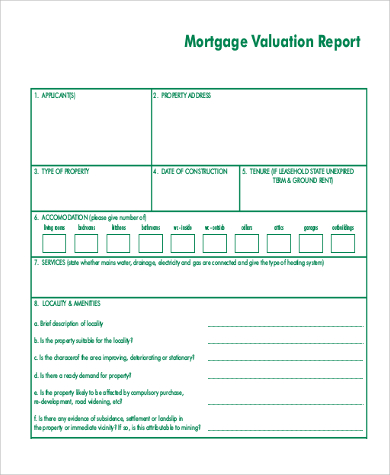 mortgage valuation report