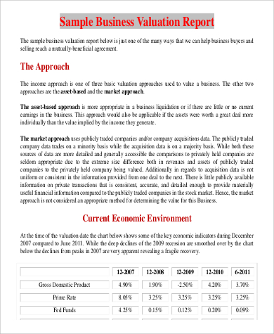 how to prepare business valuation report