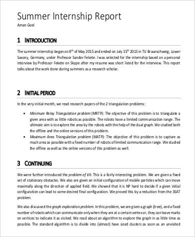 short research report format