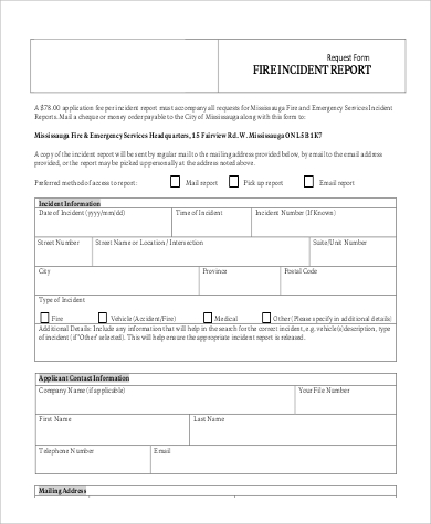 sample fire incident report form