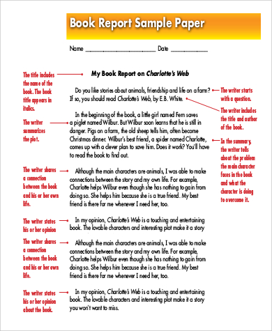 book report sample paper