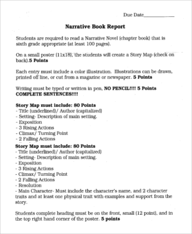 narrative book report example