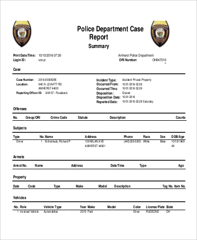 police case report example