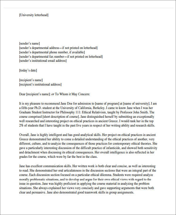 FREE 6 Sample Scholarship Recommendation Letter Templates In MS Word PDF