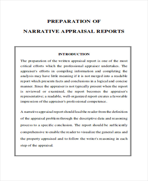 narrative appraisal report format