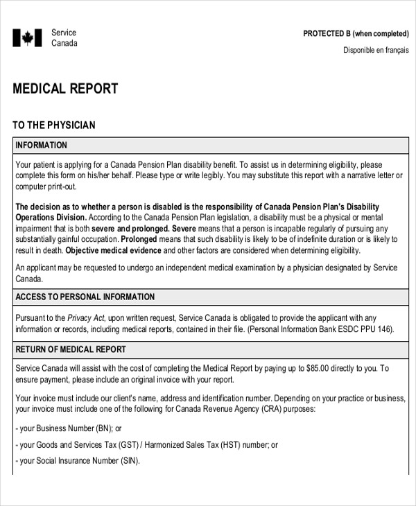 narrative medical report format