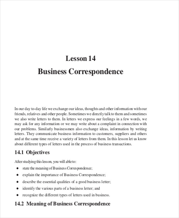 business correspondence letter