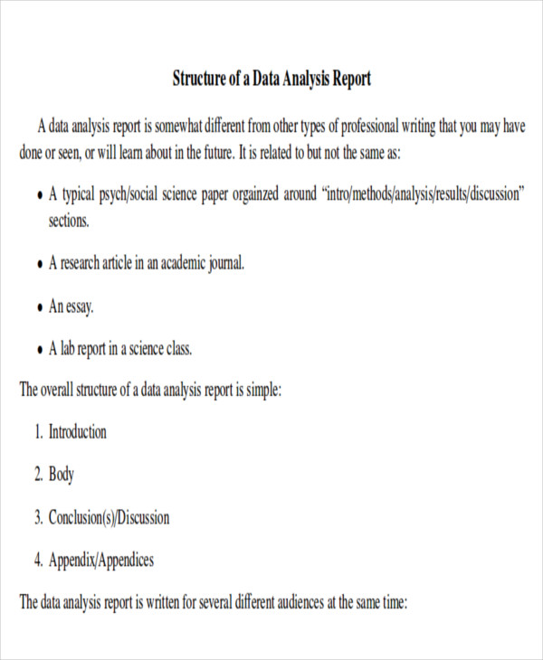 data analysis report format