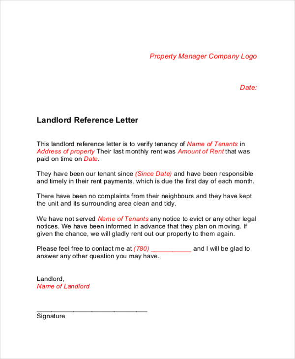 landlord reference letter