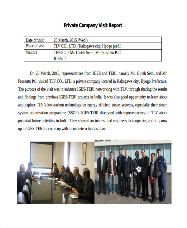 company visit report pdf