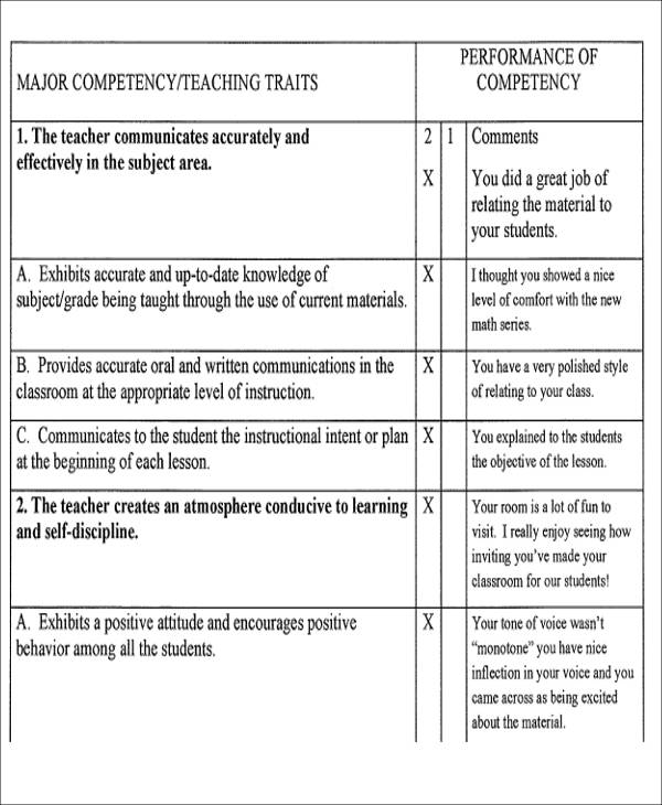 student observation report