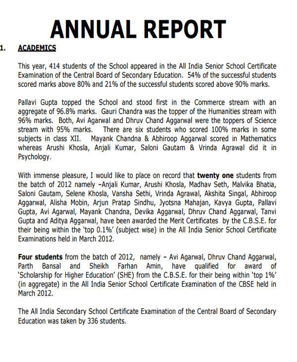 annual school report example