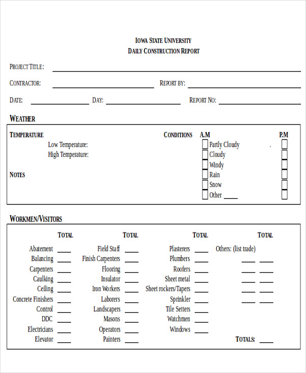 construction report in doc