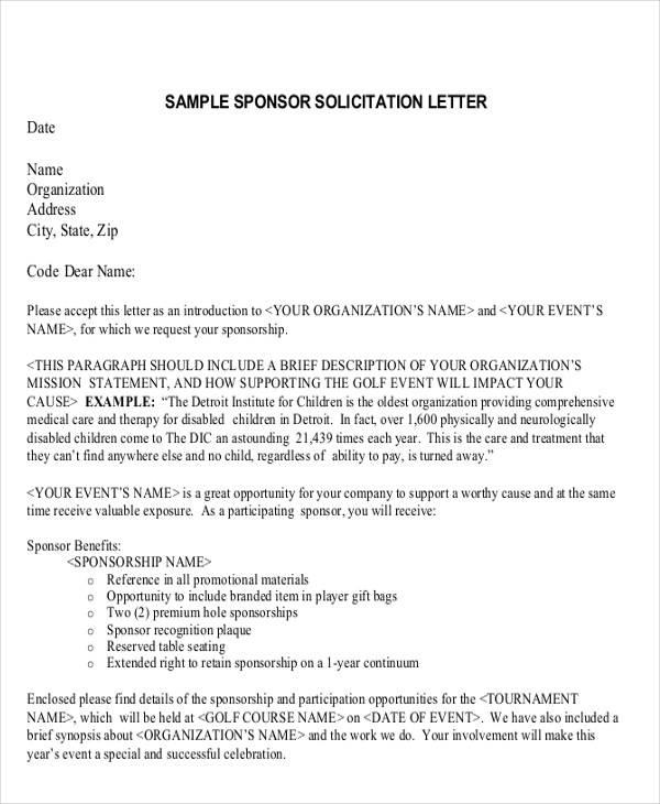 sponsor solicitation letter