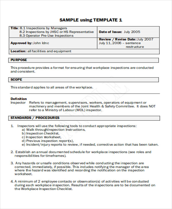 inspection report format