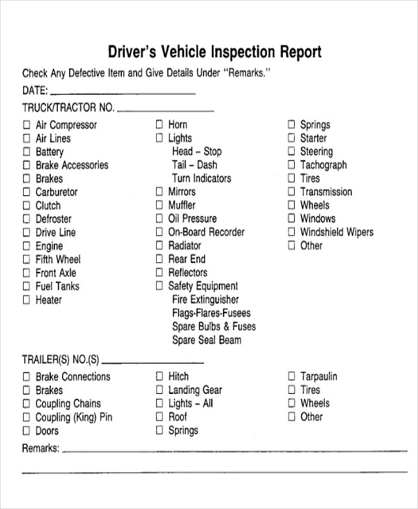 vehicle inspection report free