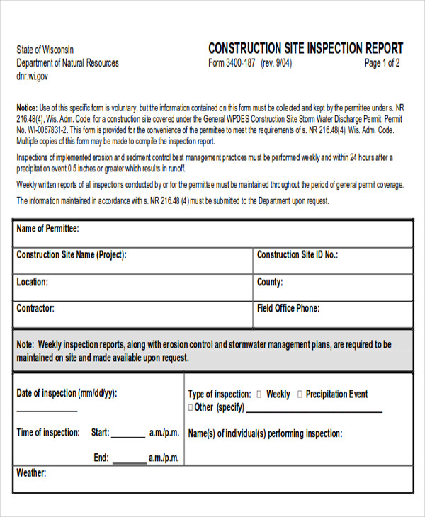 FREE 11 Sample Inspection Reports In Google Docs MS Word Apple Pages