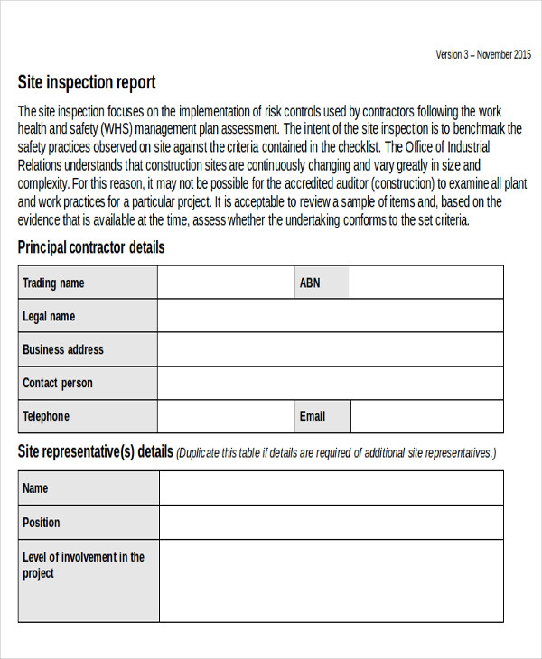 simple inspection report in doc