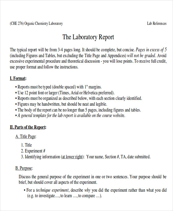 chemistry lab report sample