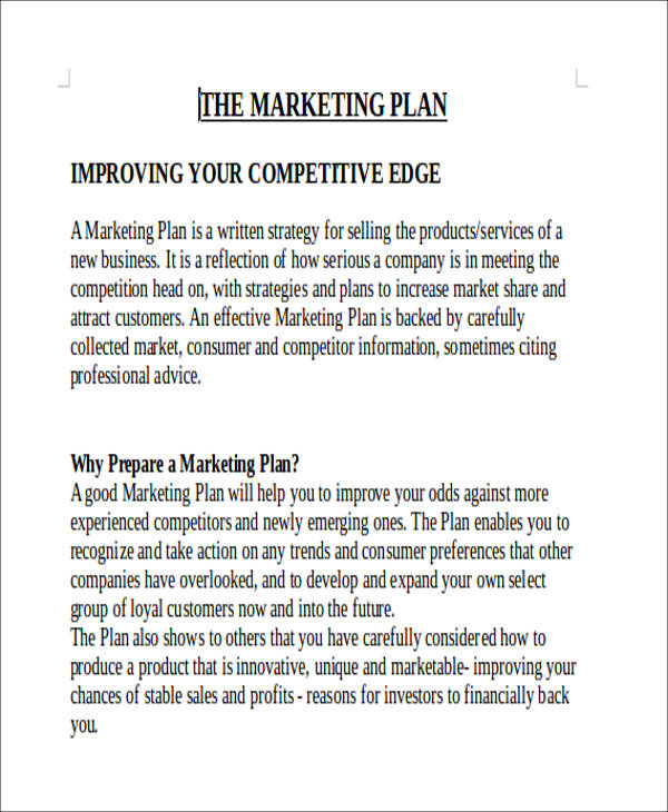 marketing plan report format