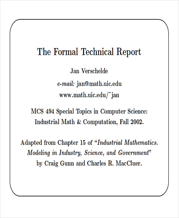 simple technical report in pdf