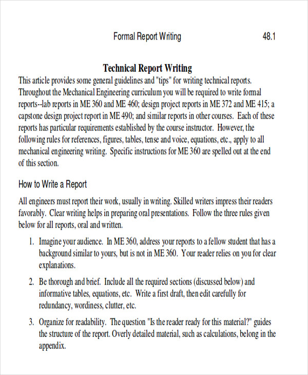 printable formal technical report