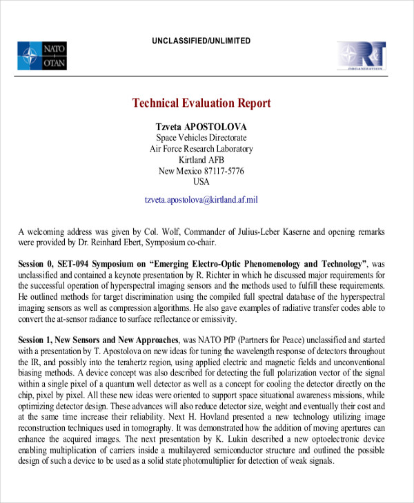 technical research report format