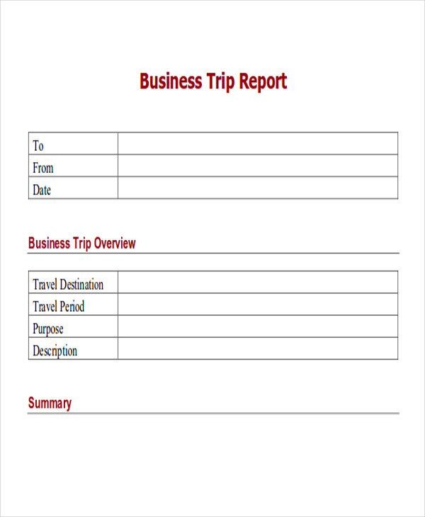 travel report template