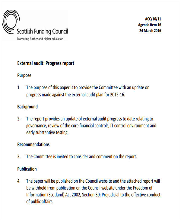 external audit progress report