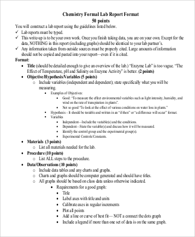 College Chemistry Lab Report Sample